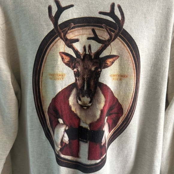 Christmas Deer ‘sometimes naughty’ ‘sometimes nice’ Fleece Size XL (D1) - Picture 2 of 10